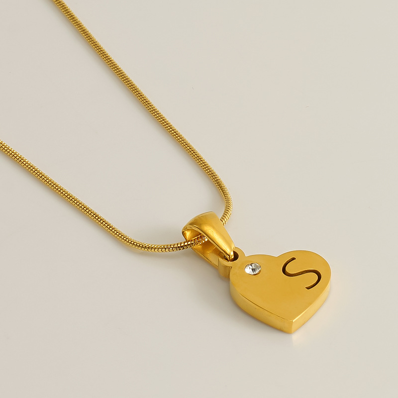 Gold / 1 Piece Simple Series Simple Letter S Stainless Steel 18K Gold Plated Rhinestone Unisex Pendant Necklaces Picture19